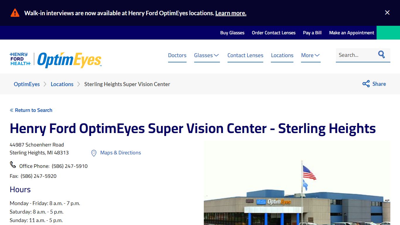 Henry Ford OptimEyes Super Vision Center - Sterling Heights