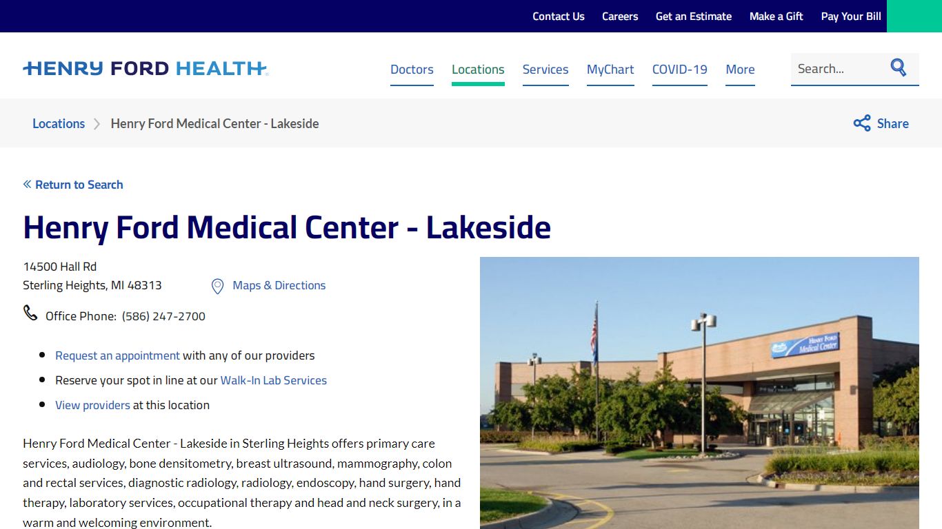 Henry Ford Medical Center - Lakeside | Henry Ford Health - Detroit, MI